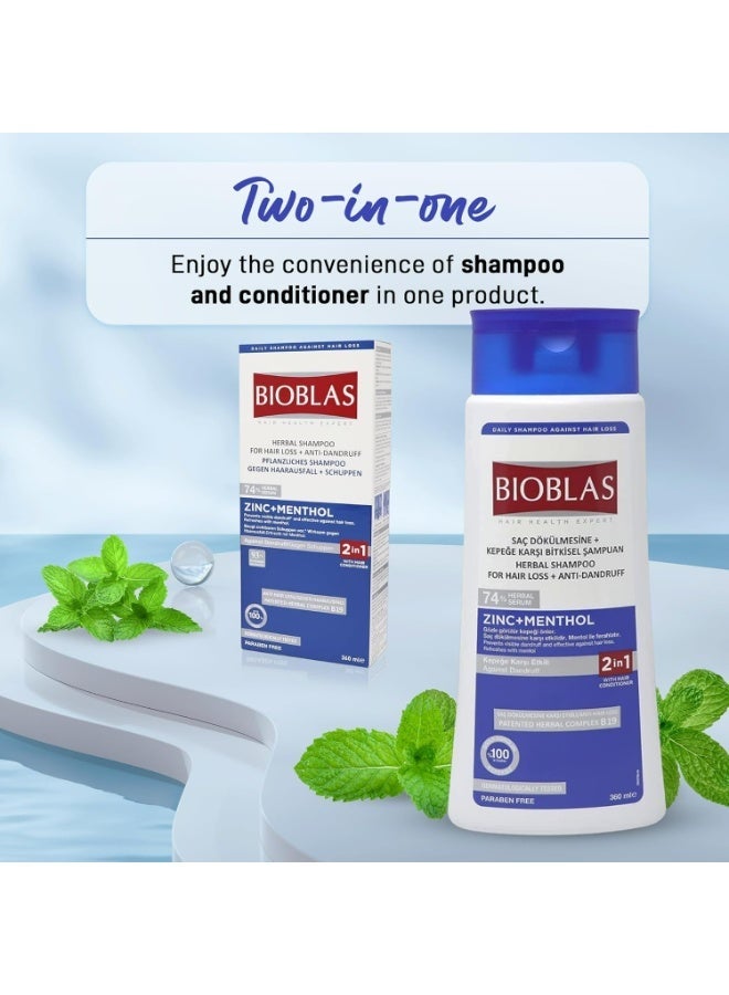 BIOBLAS Zinc & Menthol Hair Shampoo for Anti-Dandruff & Hair Loss Care, Fresh Mint Cleansing Shampoo, Soothing Scalp & Vitamin-Rich Formula, All Hair Types, 360ml - Image 5